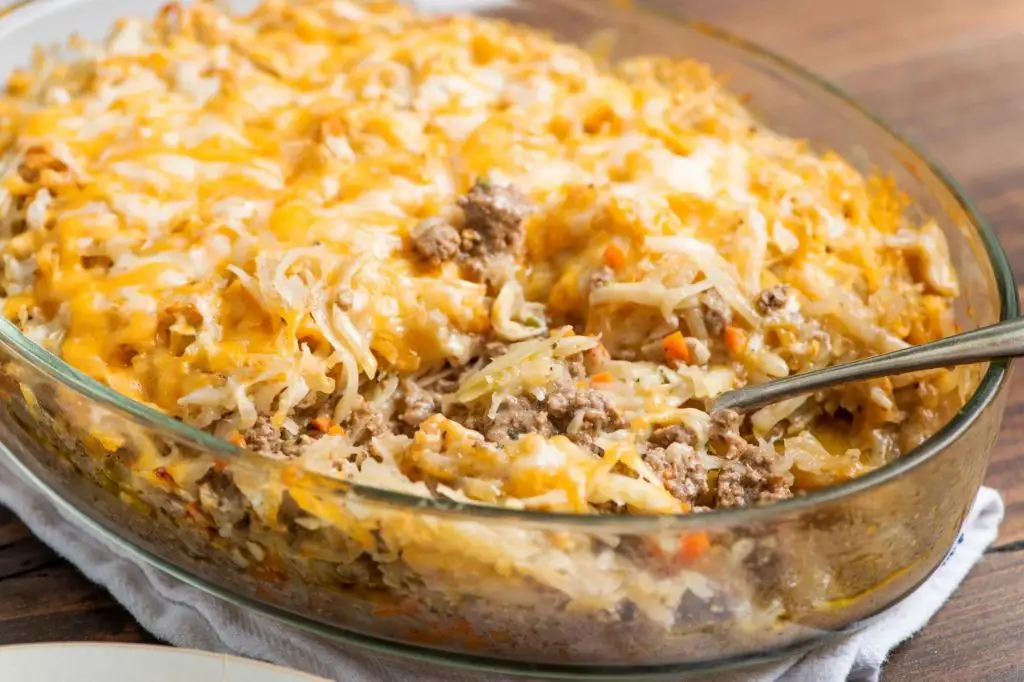 Ground Beef and Sausage Hash Brown Casserole