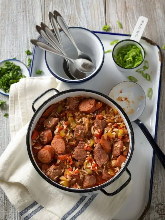 Ground Beef and Sausage Jambalaya