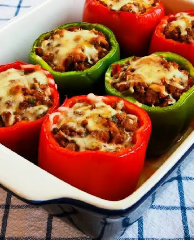 Ground Beef and Sausage Stuffed Bell Peppers