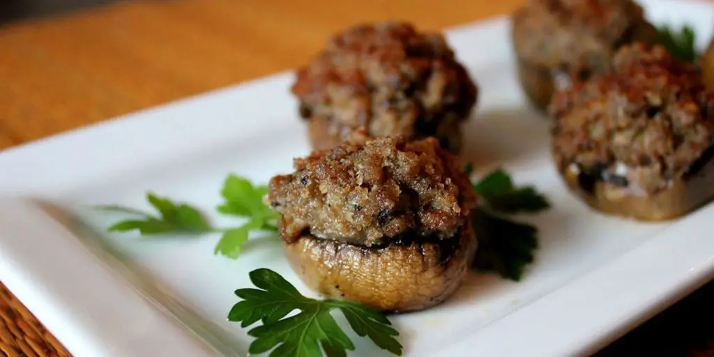 Ground Beef and Sausage Stuffed Mushrooms