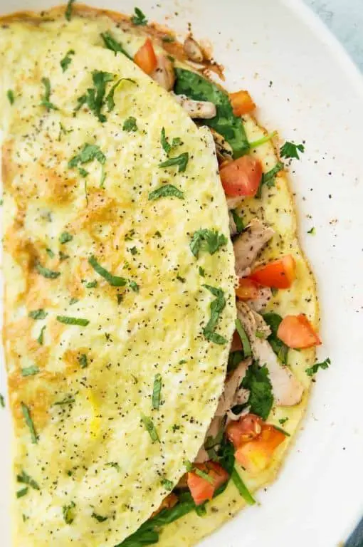 Ground Chicken and Spinach Omelette