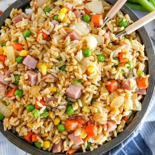 Ham and Chicken Fried Rice with Soy Sauce