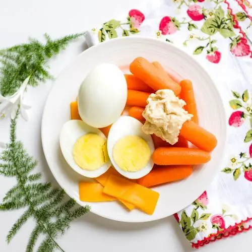 Hard-Boiled Egg and Carrot Sticks with Ranch