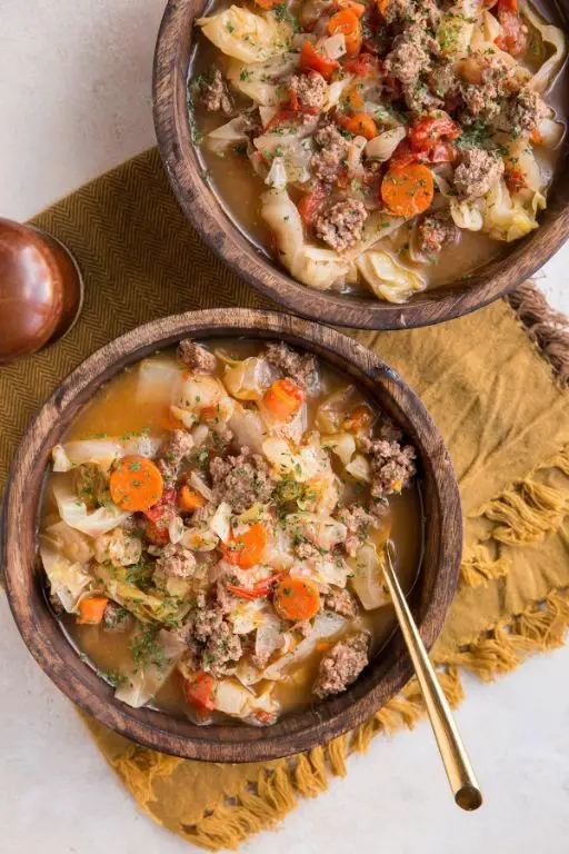 Healthy Ground Beef and Cabbage Soup