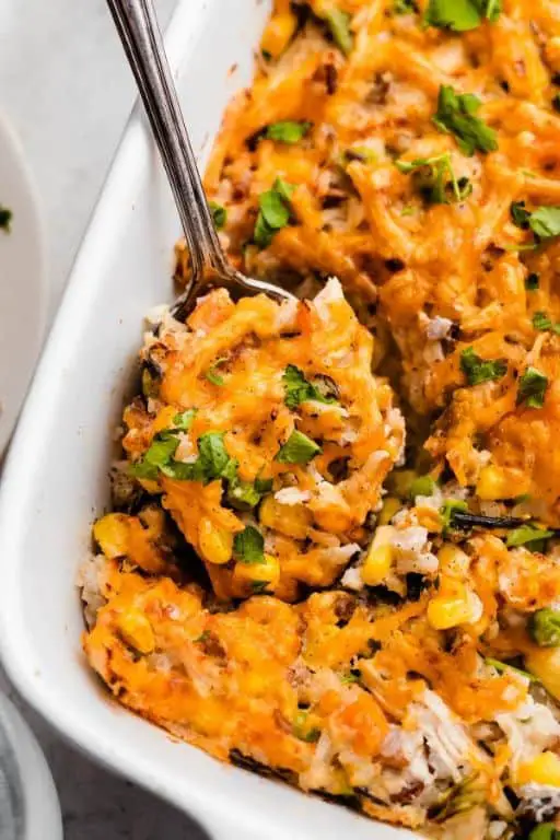 Healthy Shredded Chicken and Rice Casserole