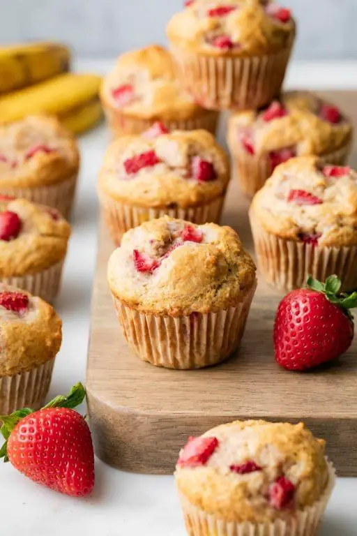 Healthy Strawberry Banana Muffins