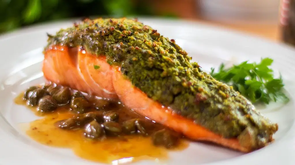 Herb Crusted Marinated Salmon with Garlic Butter