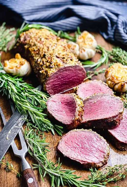 Herb-Crusted Chateaubriand with Garlic Butter