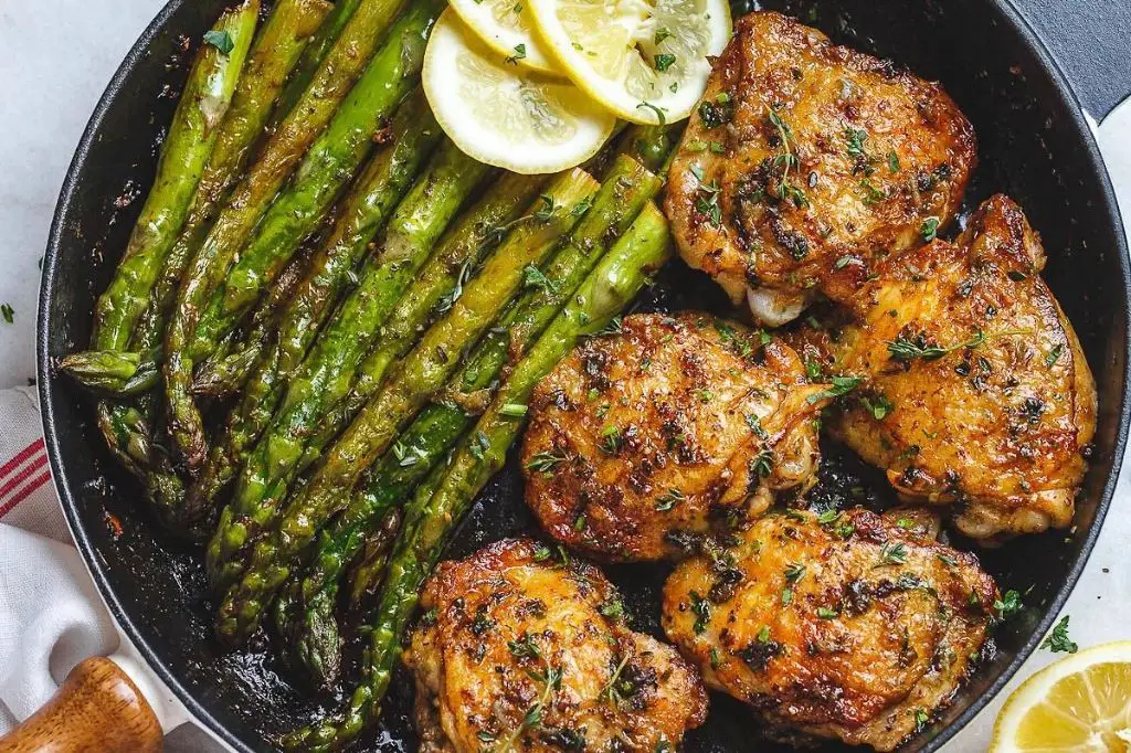 Herb-Crusted Chicken Thighs with Asparagus
