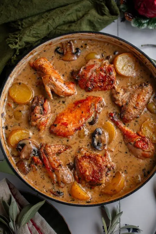 Herb-Crusted Chicken with Red Wine Reduction