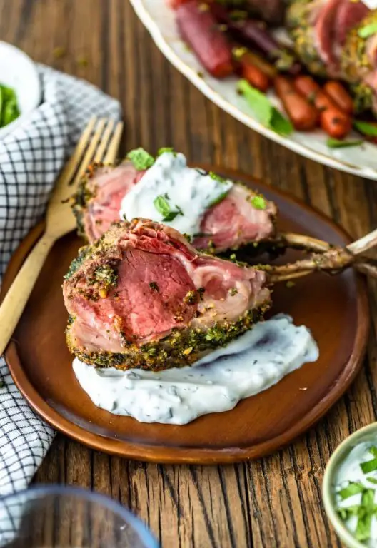 Herb-Crusted Rack of Lamb with Mint Jus