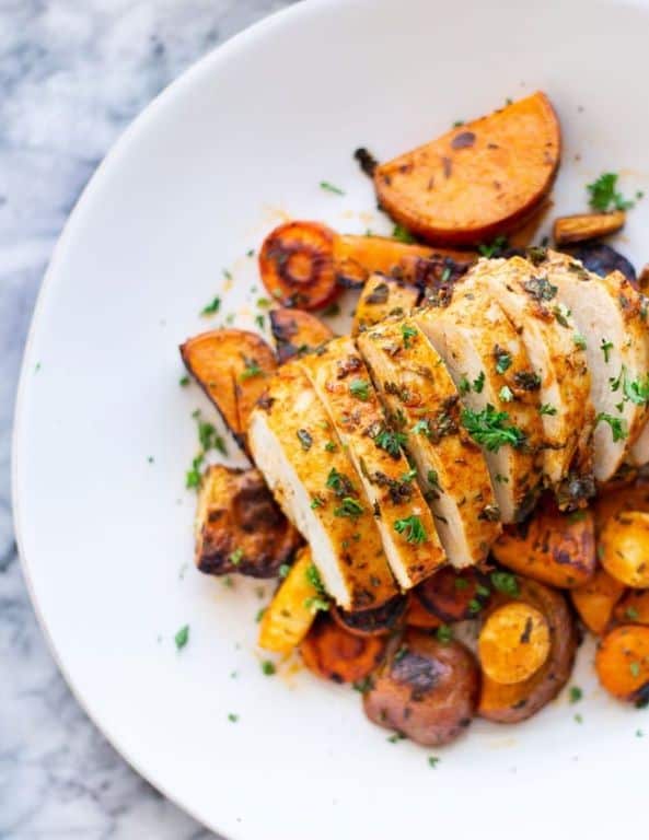 Herb-Crusted Roast Chicken with Vegetables