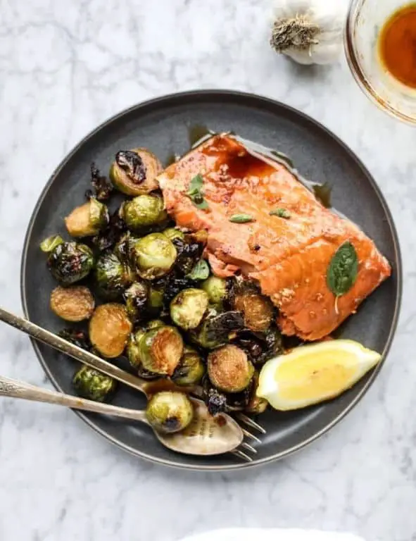 Herb-Crusted Salmon with Roasted Brussels Sprouts