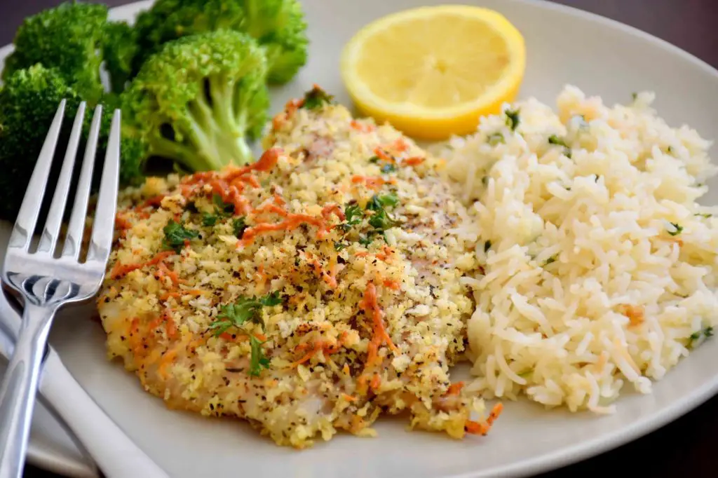 Herb-Crusted Tilapia and Wild Rice Pilaf