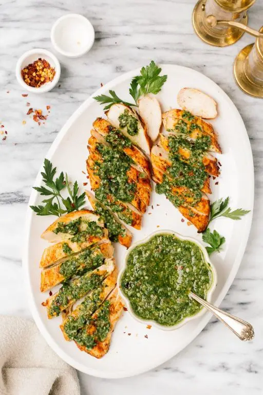 Herb-Marinated Grilled Chicken Cutlets with Chimichurri