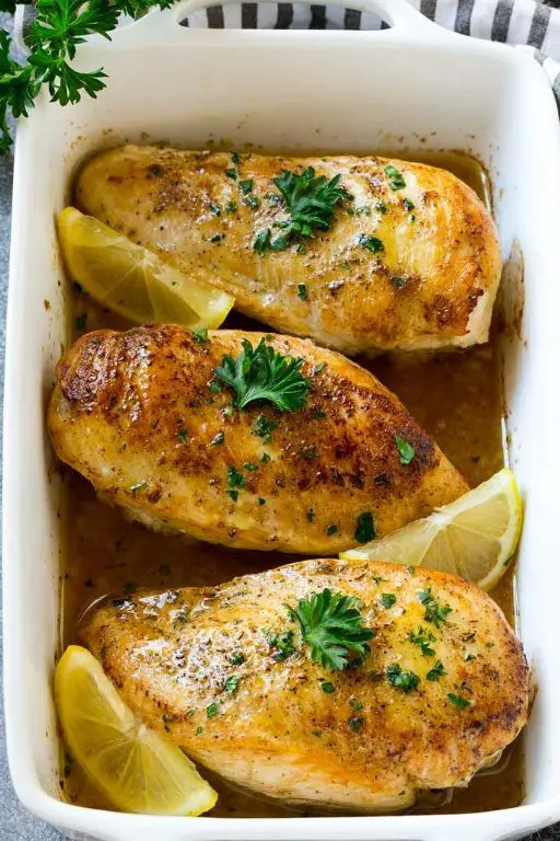 Herbed Baked Chicken Breast with Lemon Butter Sauce