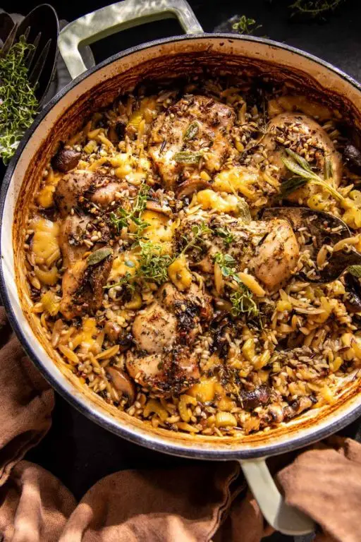 Herbed Chicken Legs with Wild Rice Pilaf