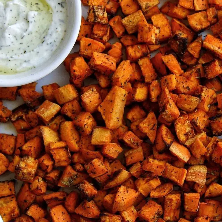 Herbed Fried Sweet Potato Cubes with Dip