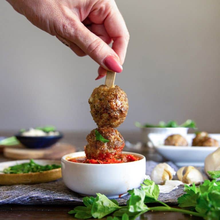 Herbed Italian Meatball Skewers