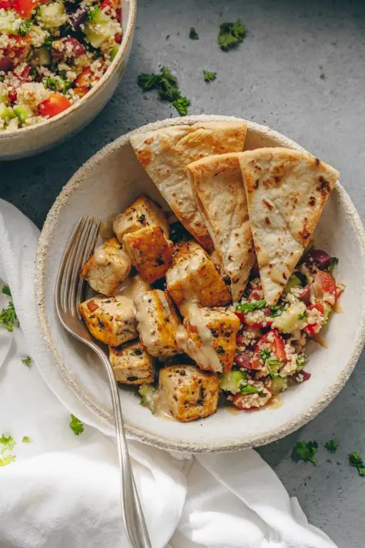 Herbed Tofu with Mediterranean Salsa