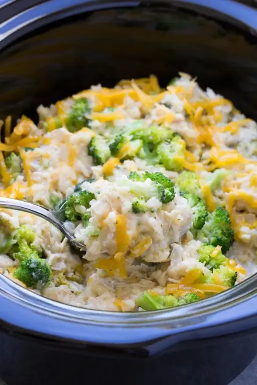 High Protein Slow Cooker Chicken and Broccoli Casserole
