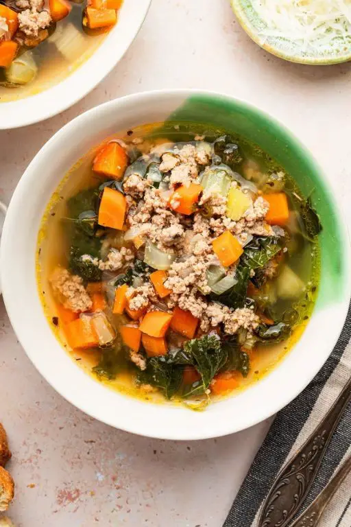 High Protein Slow Cooker Sausage and Kale Soup