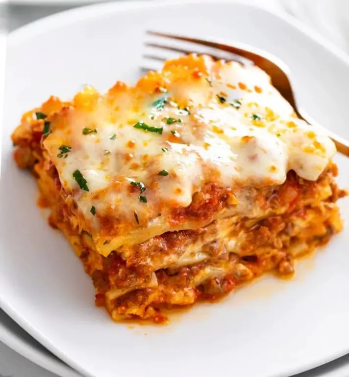 Homemade Beef Lasagna with Ricotta and Mozzarella