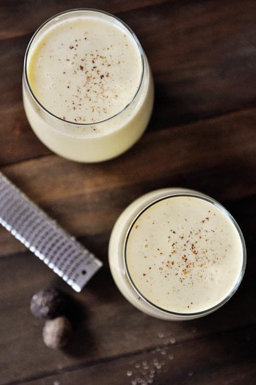 Homemade Eggnog with Grated Nutmeg