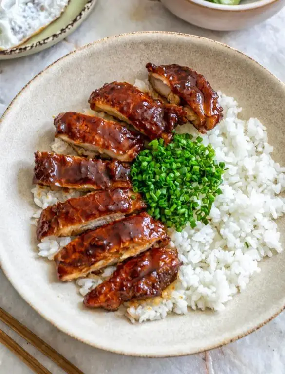 Honey Soy Glazed Chicken Legs with Steamed Rice