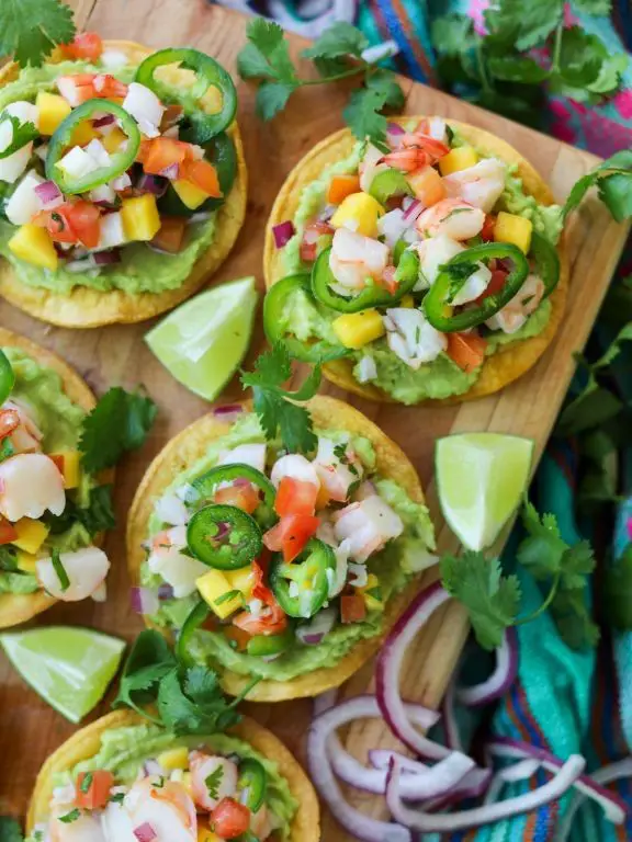 Huitlacoche and Shrimp Ceviche Tostadas