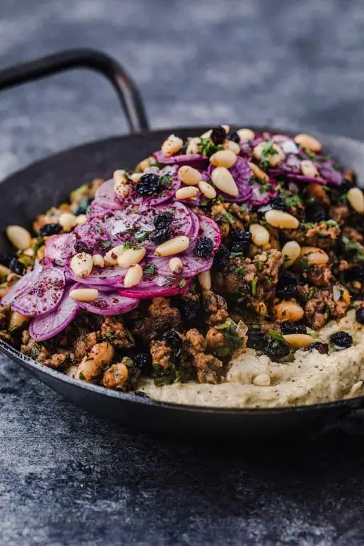 Hummus with Spiced Lamb Topping