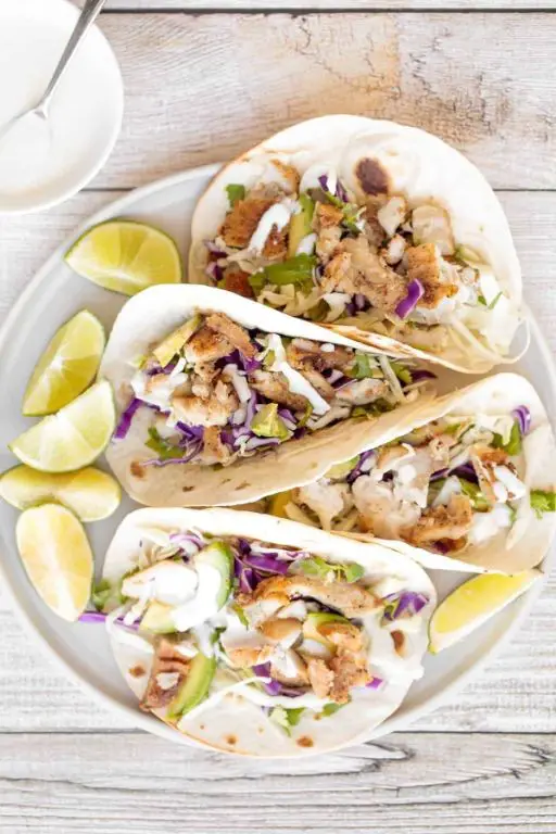 Instant Pot Fish Tacos with Lime Crema