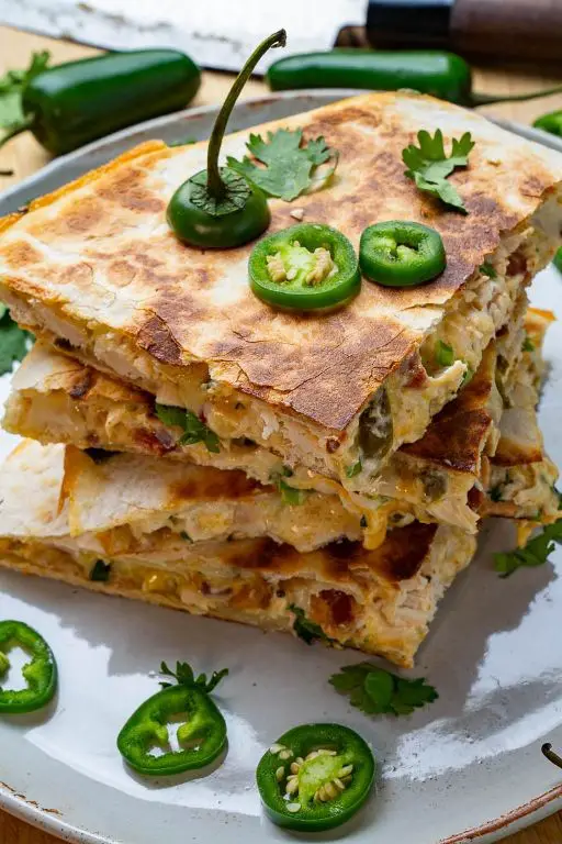 Jalapeño Shredded Chicken Quesadillas
