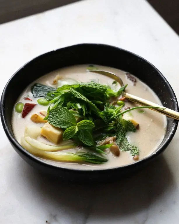 Japanese Knotweed Soup with Coconut Milk