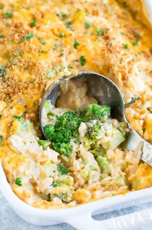 Jasmine Rice Casserole with Cheese and Broccoli