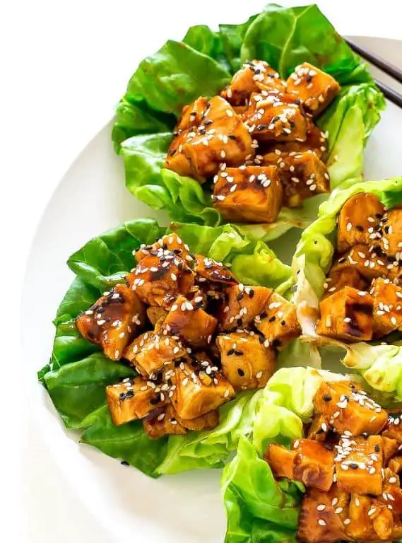 Kale and Chicken Lettuce Wraps with Hoisin Sauce