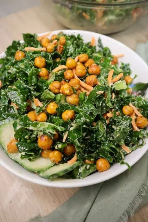 Kale and Chickpea Salad with Tahini Dressing