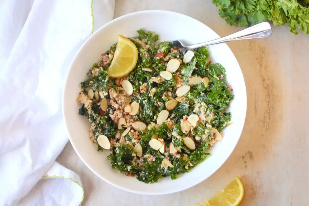 Kale and Quinoa Pasta Salad with Lemon Tahini Dressing