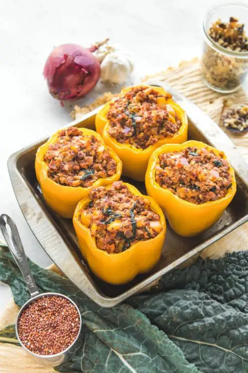 Kale and Quinoa Stuffed Bell Peppers