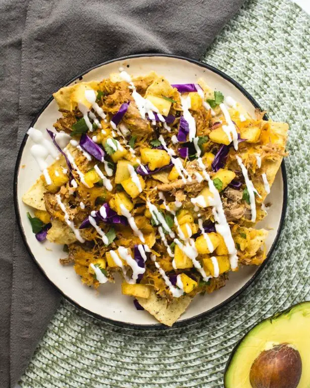 Kalua Pork Nachos with Guacamole