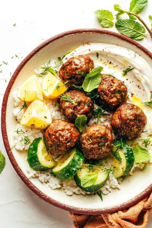 Keftedes with Herbs and Mint Yogurt Sauce