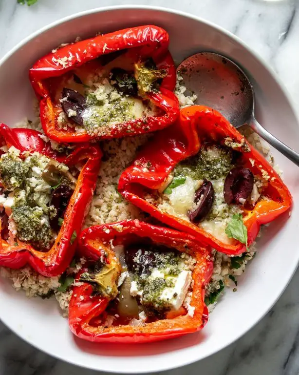 Keto Kale and Feta Stuffed Peppers