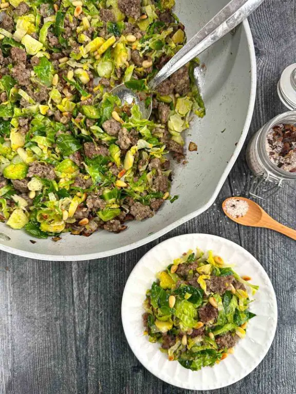 Keto Smoked Sausage and Brussels Sprouts Hash