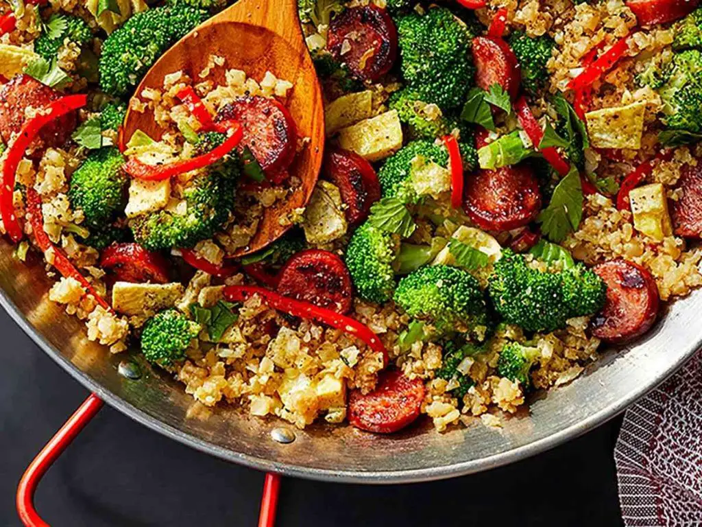 Keto Smoked Sausage and Cauliflower Fried Rice