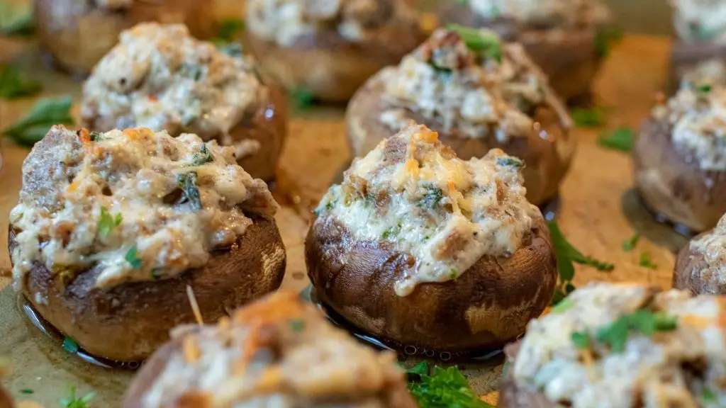 Keto Smoked Sausage and Cheese Stuffed Mushrooms