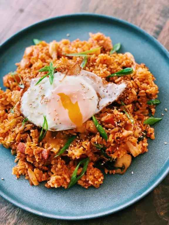 Kimchi Fried Rice with Crispy Bacon
