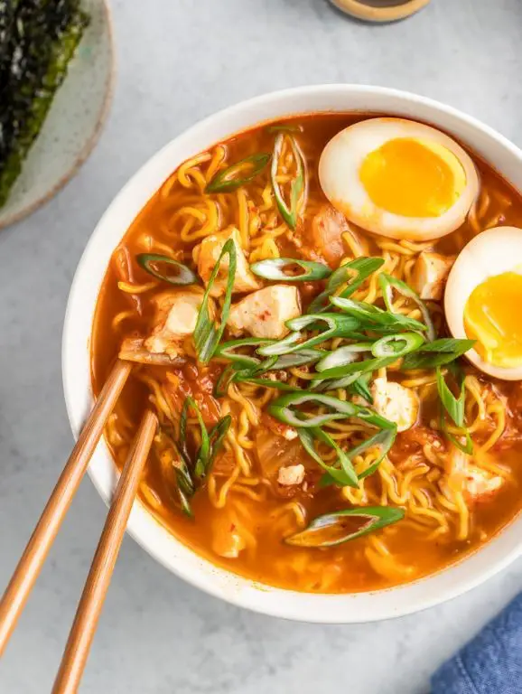 Kimchi Pork Ramen with Tofu