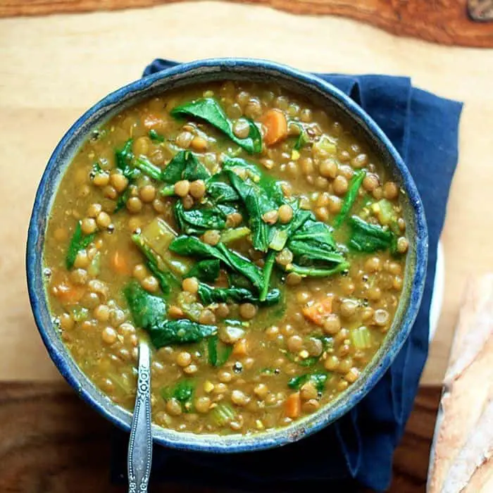 Kodo Millet Soup with Lentils and Spinach