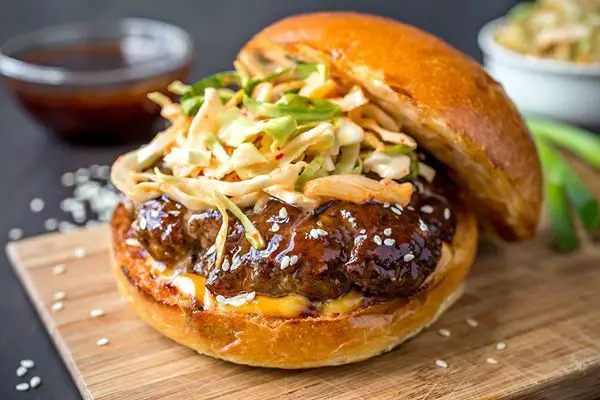 Korean BBQ Kimchi Hamburgers