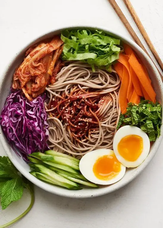 Korean Cold Noodle Salad with Gochujang Dressing